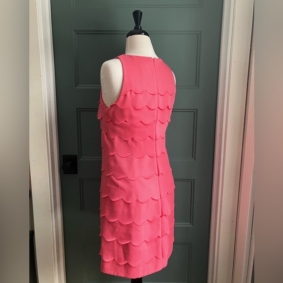 White House Black Market Scallop Coral pink Sleeveless Dress size 4 - Picture 3 of 6